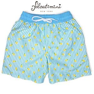 Floatimini NWOT pineapple striped blue whote yellow swim trunks size 4.